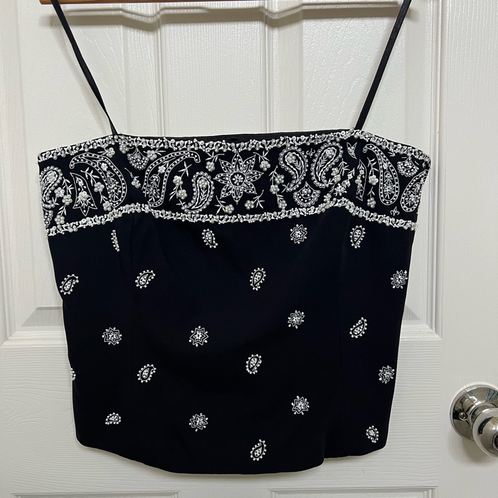 VINTAGE 100% Silk Beaded Bustier Top